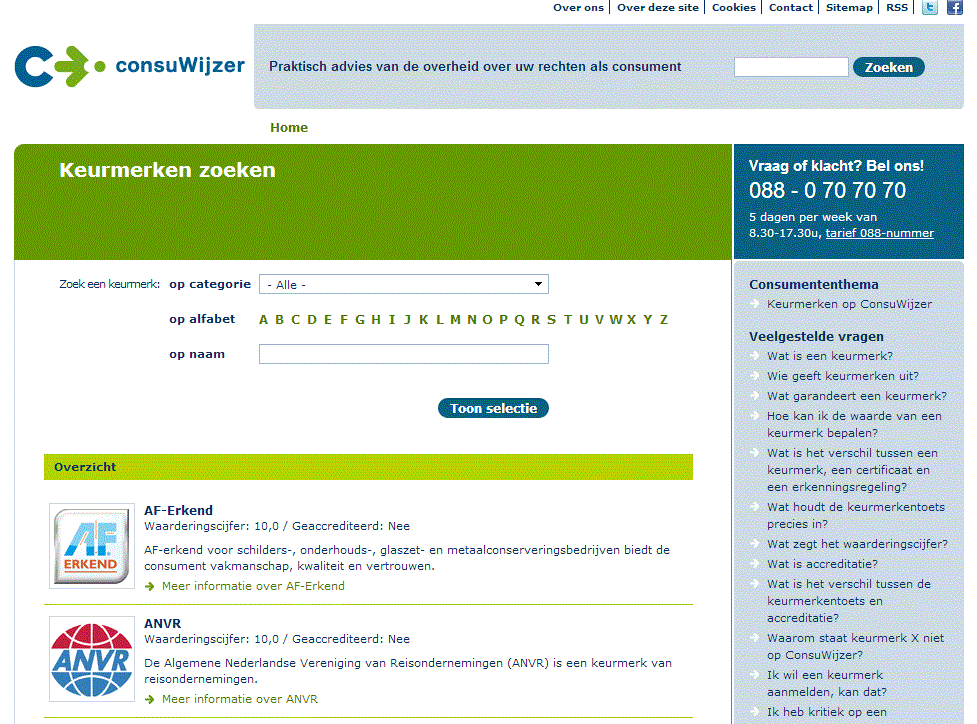 ConsuWijzer Webshop Keurmerken