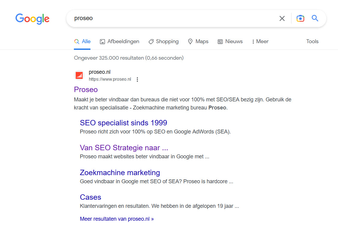 Sitename Google search desktop