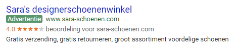 Google AdWords verkopersbeoordelingen